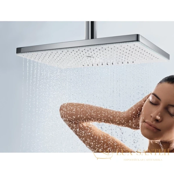 верхний душ hansgrohe rainmaker select 460 1jet ecosmart 9 л/мин с потолочным подсоединением хром-белый 24012400