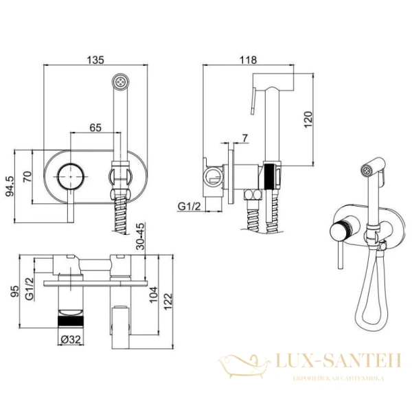 гигиенический комплект allen brau priority 5.31005-bn, никель