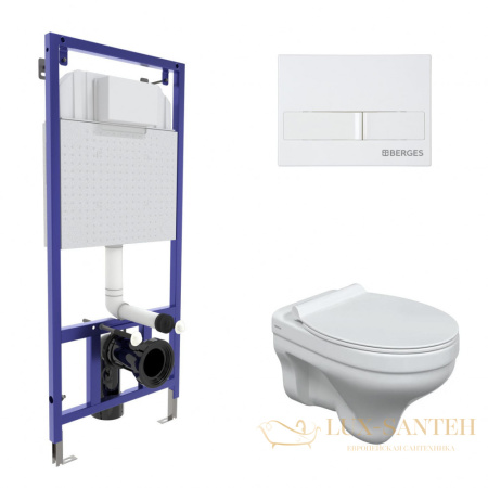 комплект berges  042436: подвесной унитаз floe с системой инсталляции novum 525 и панелью смыва, белый