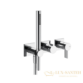 смеситель для душа встраиваемый gessi inverso rigato 73536.031, с душевым комплектом на 2 потребителя, хром