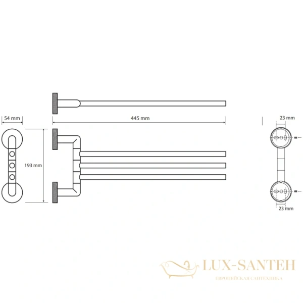 полотенцедержатель bemeta stella 166204112 44,5 см, поворотный, тройной, хром
