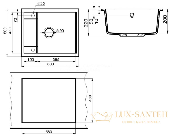 кухонная мойка milacio navarra mc.77073 60 см, серый металлик