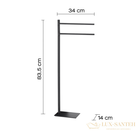 стойка gedy trilly tr31(14): 2 полотенцедержателя, черный матовый