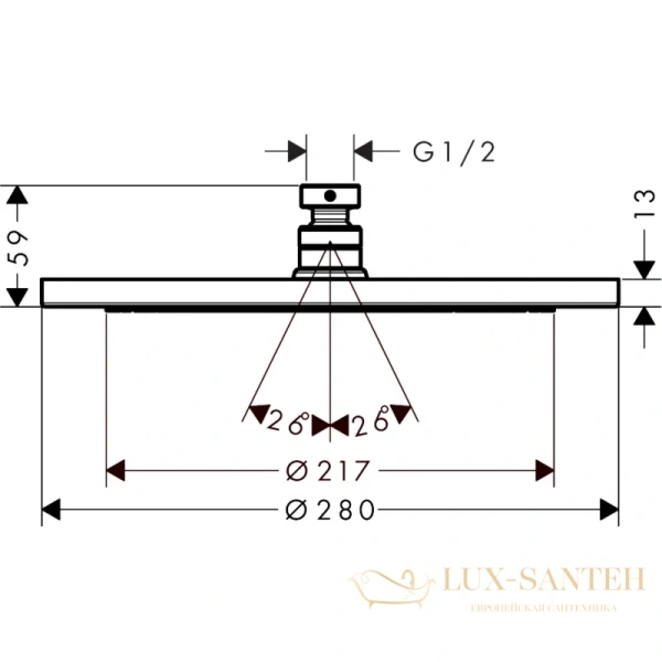 верхний душ hansgrohe croma 280 air 1jet 26220000 хром