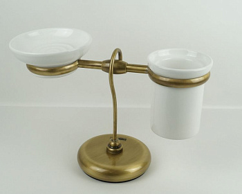стакан керамический stil haus idra i15(25-bi) настольный + мыльница, бронза-белая керамика