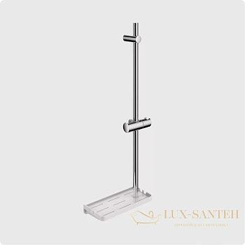 душевая штанга aquame aqm8201cr, с полкой/мыльницей, хром