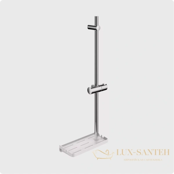 душевая штанга aquame aqm8201cr, с полкой/мыльницей, хром