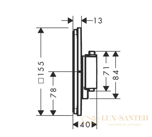 термостат для душа встраиваемый hansgrohe showerselect comfort e, 15575340, 1 выход + 1 дополнительная розетка, черный хром шлифованный