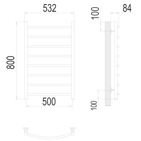полотенцесушитель водяной terminus классик 4670078530271 п8 500x800