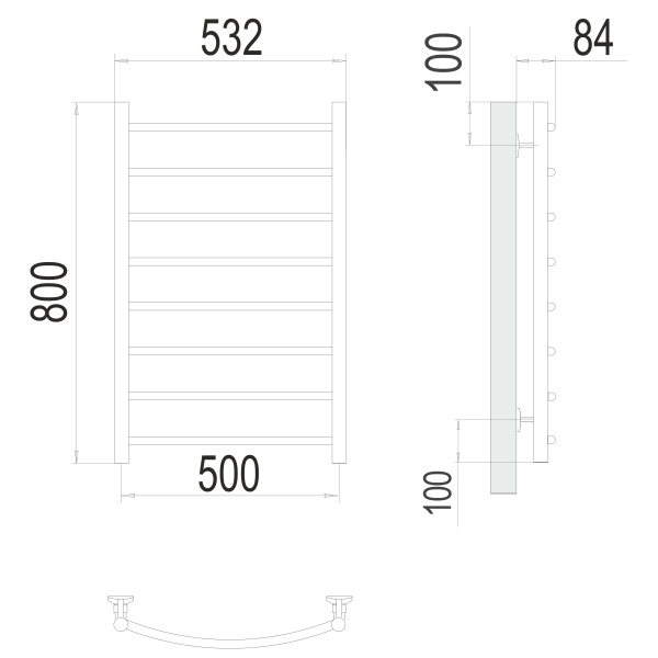 полотенцесушитель водяной terminus классик 4670078530271 п8 500x800