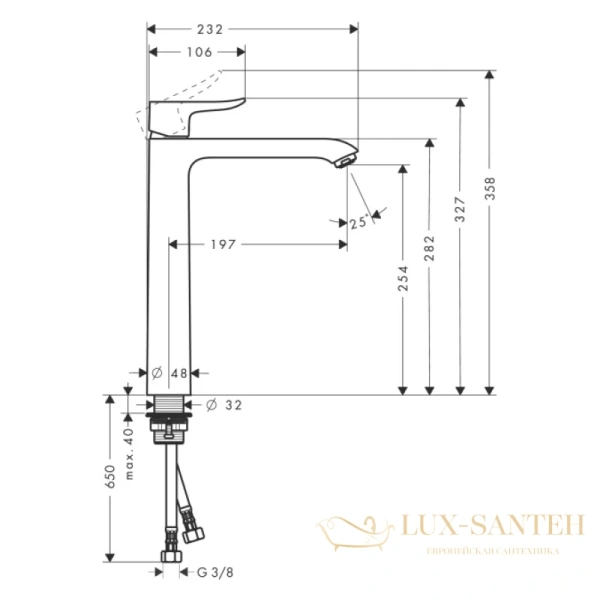 смеситель для раковины hansgrohe metris 260 31184000