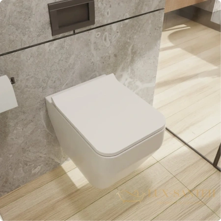 унитаз подвесной безободковый aquame aqm2009, с быстросъемным сиденьем softclose, белый глянцевый