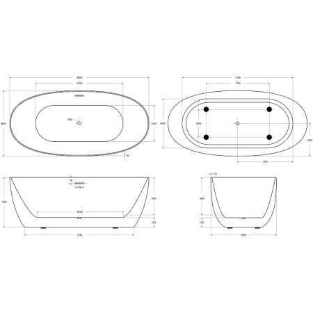 акриловая ванна belbagno bb414-1700-800 170x80 без гидромассажа, белый