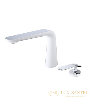 смеситель для раковины lemark melange lm4936cw, на 2 отверстия, белый/хром