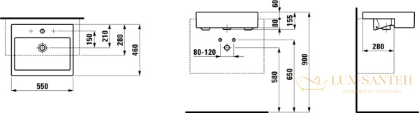 раковина laufen living 8.1343.2.000.109.1 55 см, белый глянцевый 