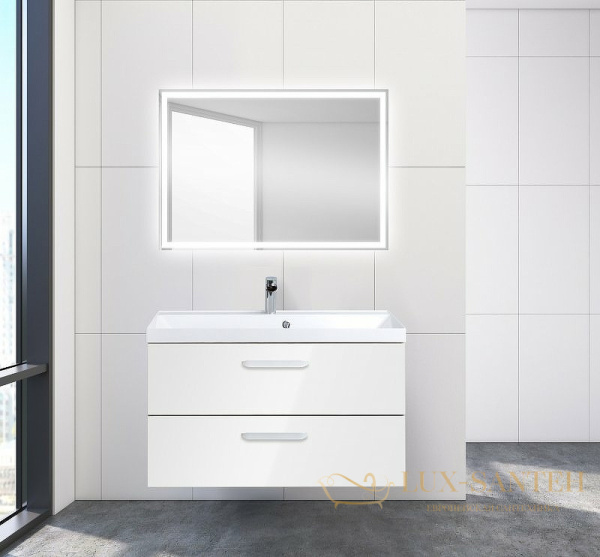 тумба под раковину belbagno aurora aurora-900-2c-so-bl 90 см подвесная, bianco lucido