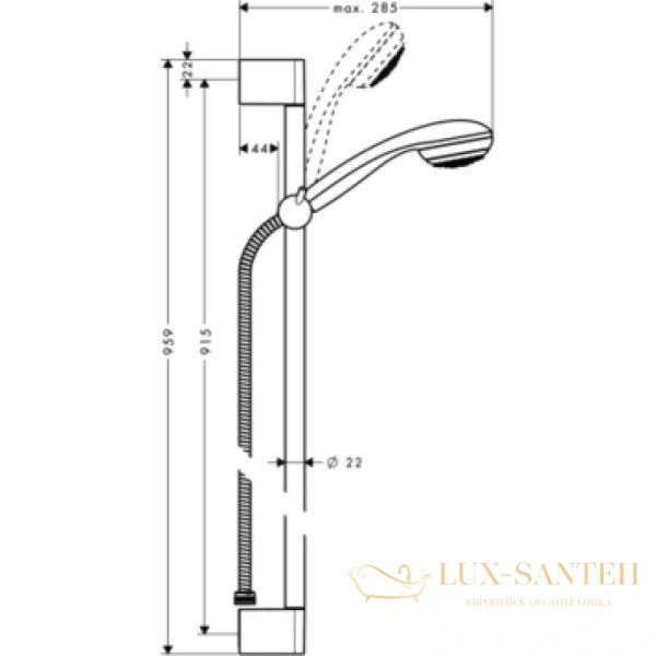 душевой гарнитур hansgrohe crometta 85 90cm 1jet/unica 27729000