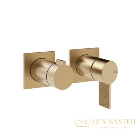смеситель для душа встраиваемый gessi inverso diamantato 73638.726, на 2 выхода, warm bronze br pvd