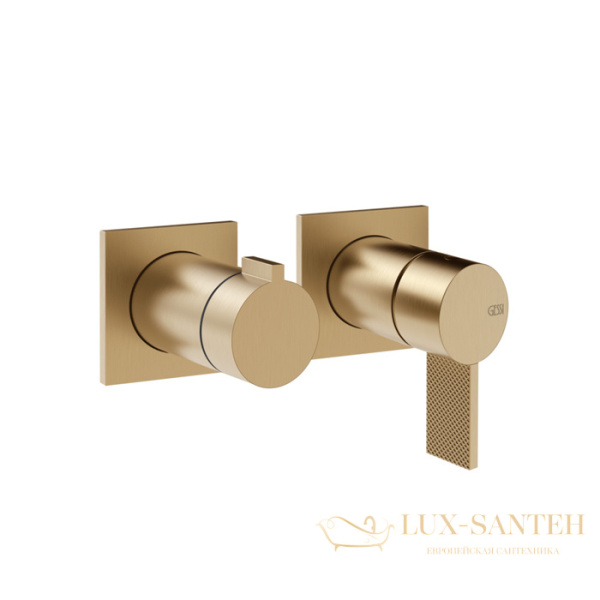 смеситель для душа встраиваемый gessi inverso diamantato 73638.726, на 2 выхода, warm bronze br pvd