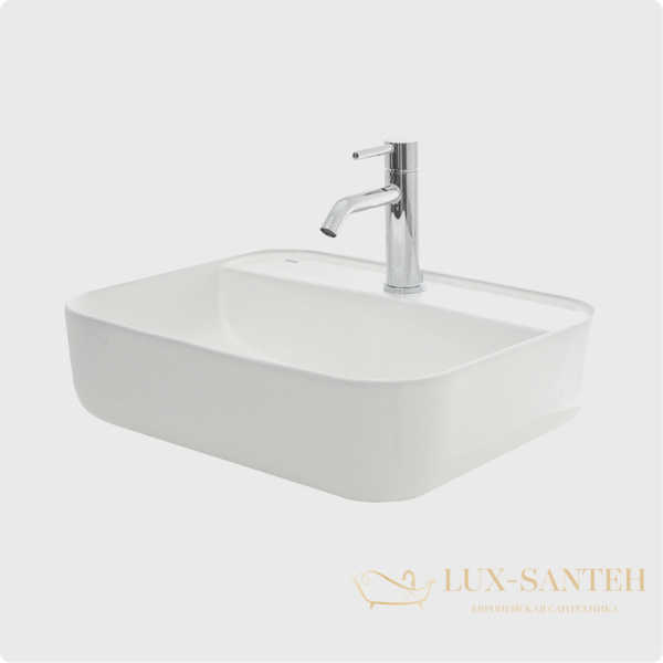 раковина накладная aquame aqm5001, 505*400 мм, 1 отверстие под смеситель, белый глянцевый