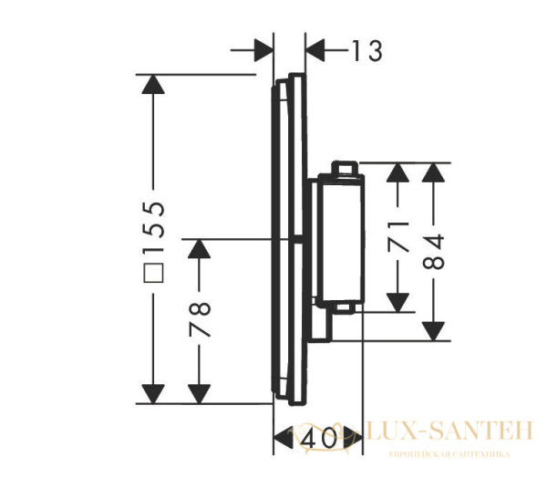 термостат для душа встраиваемый hansgrohe showerselect comfort e, 15572340, на 2 выхода, черный хром шлифованный