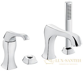 комплект с ручным душем emmevi ares 76120/cr для установки на борт ванны, на 4 отверстия, хром