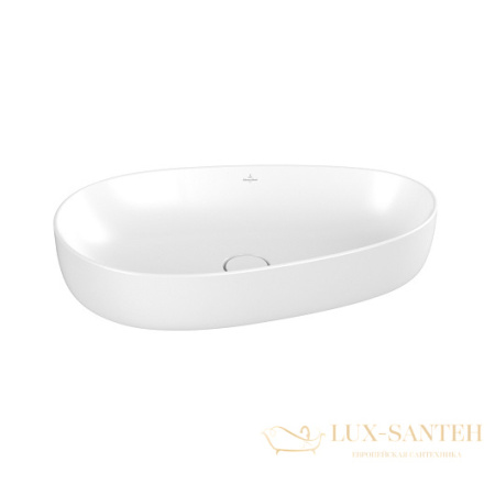 раковина накладная villeroy&boch antao 4a7465rw, 65x40x14,6 cм, stone white ceramicplus, без перелива, белый матовый