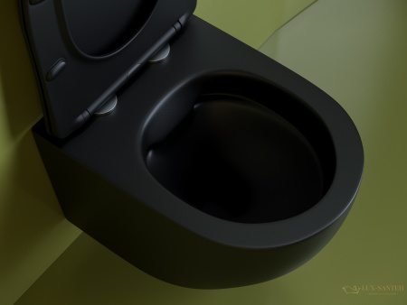 унитаз подвесной ceramica nova uno cn11001mb, безободковый, с сиденьем микролифт, черный матовый
