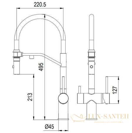 смеситель milacio ultra mcu.557.tb для кухни, черный