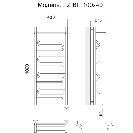 полотенцесушитель электрический ника curve лz вп 100/40 правый тэн, цвет хром