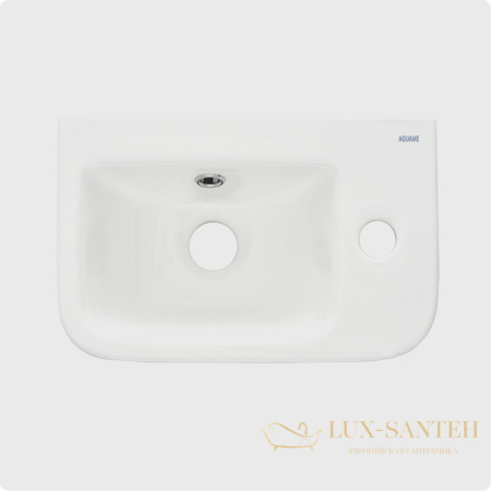раковина подвесная aquame, aqm5006r, 375*245 мм, 1 отверстие под смеситель, правосторонняя, белый глянцевый