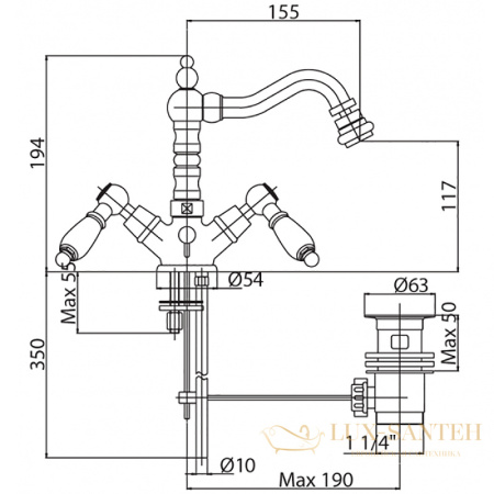 смеситель cezares diamond diamond-bs2-01-sw для биде, хром