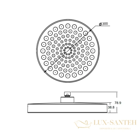 верхний душ aquame aqm8601mb, 1 режим, 300 мм, черный матовый
