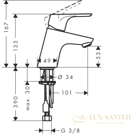 смеситель для раковины hansgrohe focus 31604000, хром