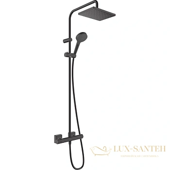 душевая стойка hansgrohe vernis shape showerpipe 230 1jet 26286670 с термостатом, черный матовый