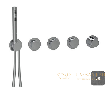 термостат для душа встраиваемый almar push modular e180434.gm, внешняя часть, на 3 выхода, оружейная сталь брашированная pvd