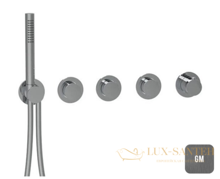 термостат для душа встраиваемый almar push modular e180434.gm, внешняя часть, на 3 выхода, оружейная сталь брашированная pvd