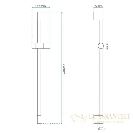 душевая штанга rea rea-p5983 70 см, черный матовый