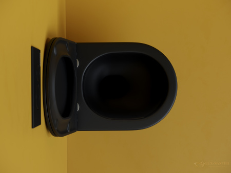 унитаз подвесной ceramica nova metropol cn4002tmb, смыв торнадо, безободковый, с сиденьем микролифт, черный матовый