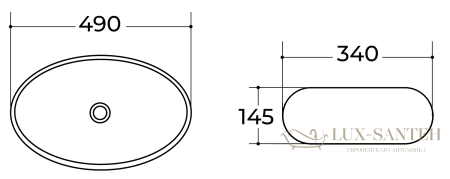 раковина накладная charus northwall 700-022b, 490*340*145 мм, черный матовый