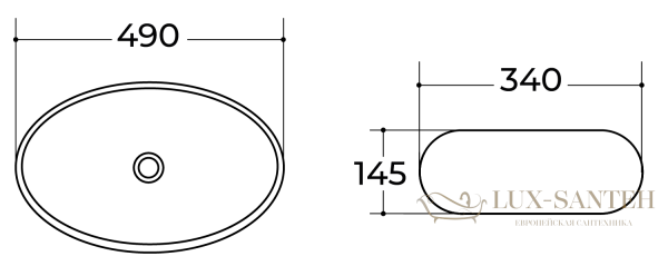 раковина накладная charus northwall 700-022b, 490*340*145 мм, черный матовый