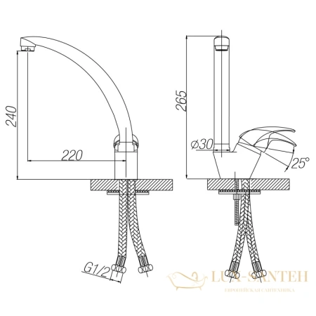 смеситель paulmark holstein ho212012-308 для кухни, хром/черный