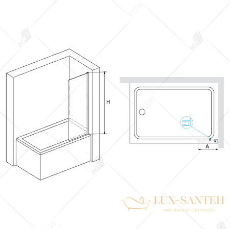 шторка rgw screens 351105650-11 на ванну sc-056 50x150, профиль хром, стекло прозрачное