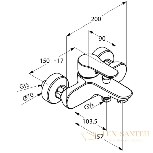смеситель kludi objekta 326530575 для ванны, хром