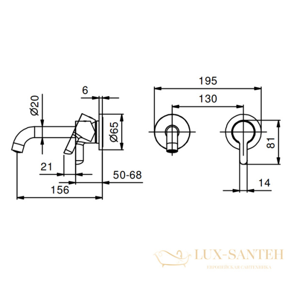 смеситель для раковины встраиваемый fantini icona classic, 53 02 r411b, без донного клапана, излив 160мм (наружняя часть), хром
