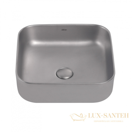 раковина накладная abber rechteck ac2211ms, 38,5х38,5 см, серебро матовый
