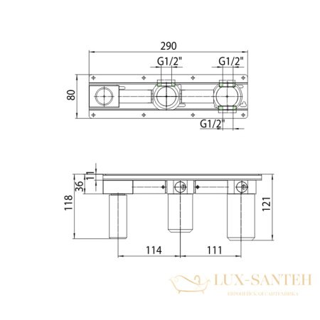 встраиваемая часть термостатического смесителя для душа, bossini nobu, inz214000