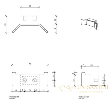 крючок двойной decor walther contract 0650460, черный матовый