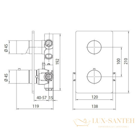 термостат  для душа встраиваемый bossini oki new, z00002.043, на 2-5 потребителей, внешняя часть, золото сатинированное