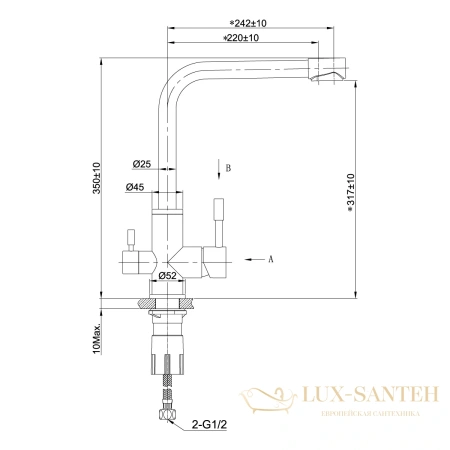 смеситель для кухни lemark expert lm5061gmn, с подключением к фильтру, графит